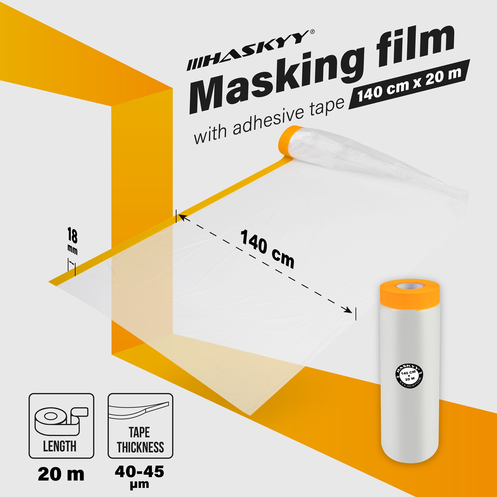 HASKYY Maler-Abdeckfolien Set aus 3 verschiedenen Rollen - insgesamt 82,25qm