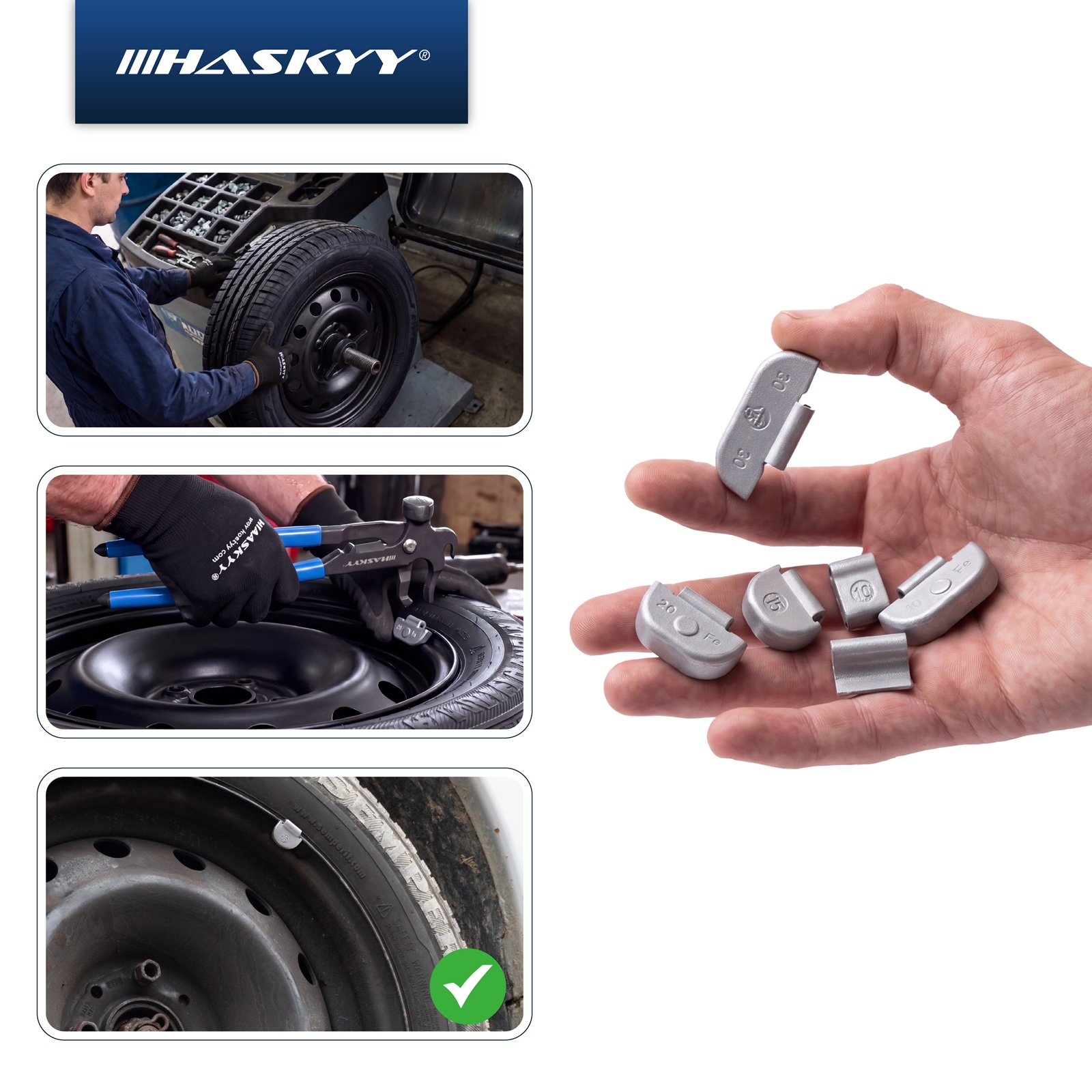 HASKYY 225 tlg. Schlaggewichte Auswuchtgewichte Stahlfelgen 5-30 g Silber