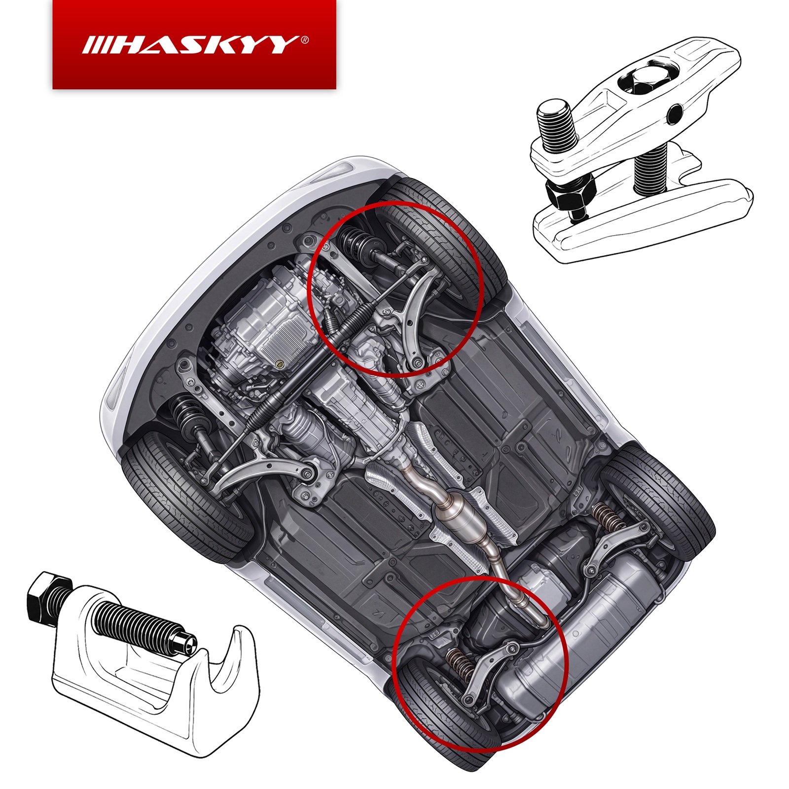 HASKYY 2-teiliger Universal Kugelgelenk-/Spurstangenkopf-Abzieher Satz