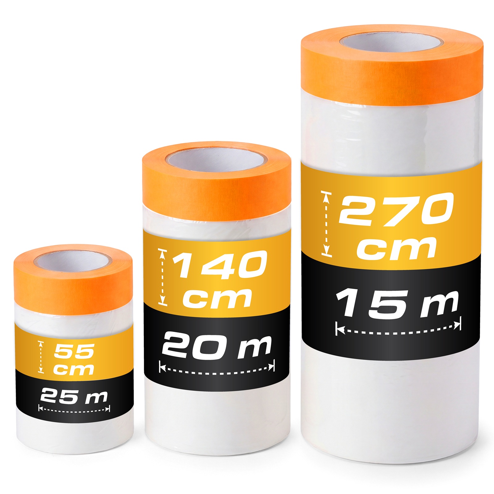 HASKYY Maler-Abdeckfolien Set aus 3 verschiedenen Rollen - insgesamt 82,25qm