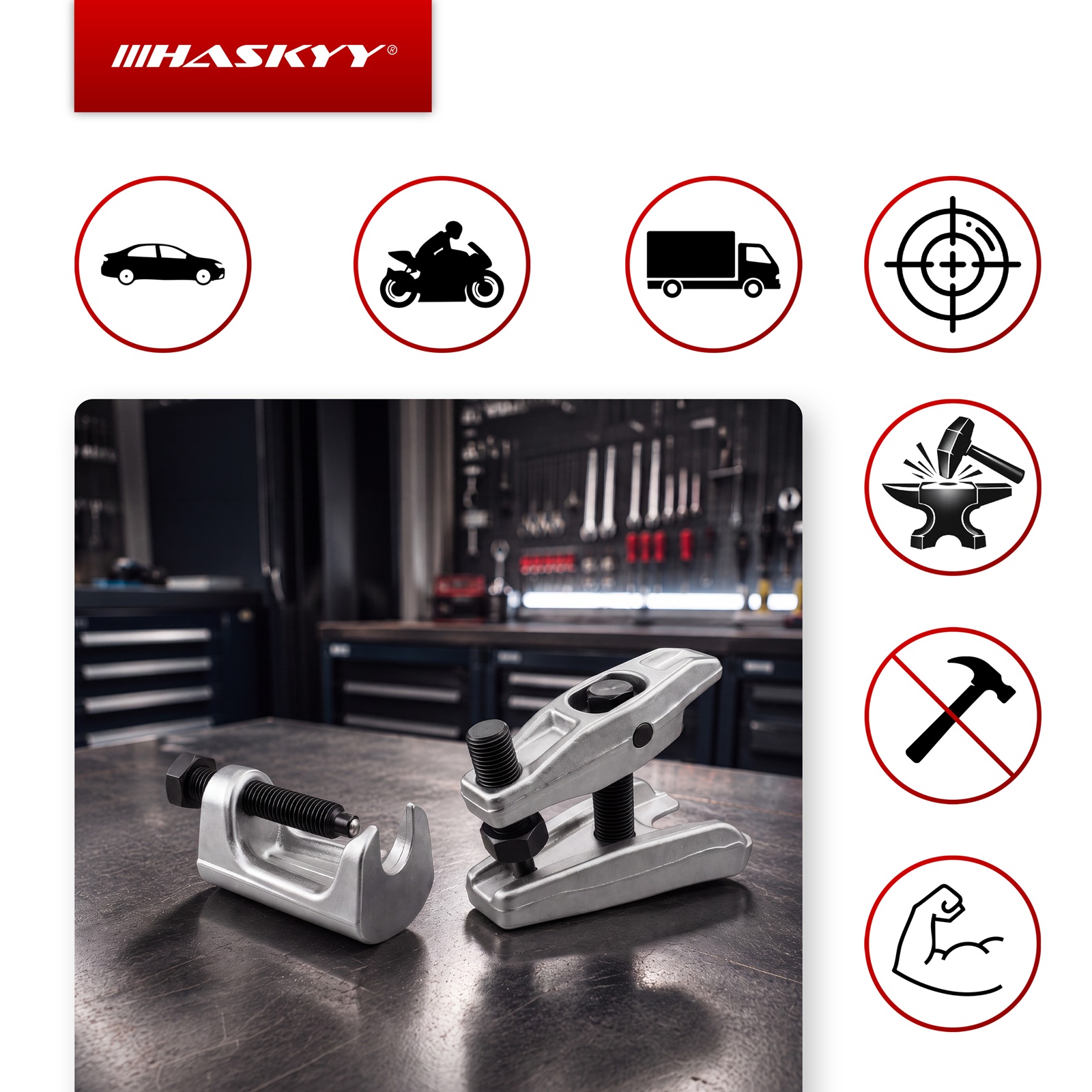 HASKYY 2-teiliger Universal Kugelgelenk-/Spurstangenkopf-Abzieher Satz
