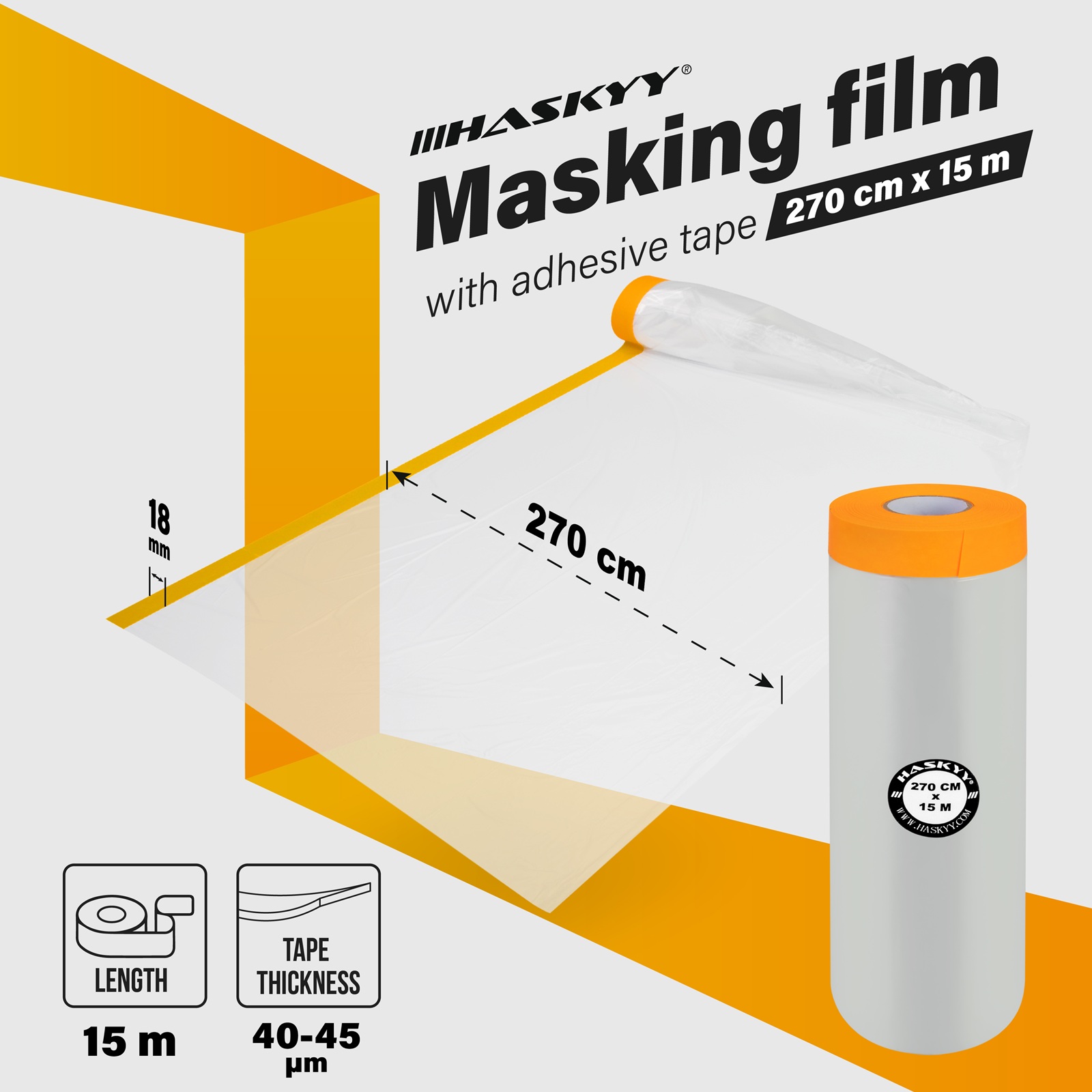HASKYY Maler-Abdeckfolien Set aus 3 verschiedenen Rollen - insgesamt 82,25qm