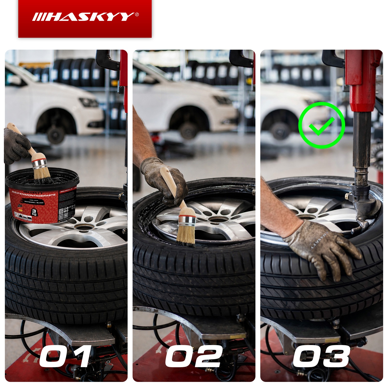 HASKYY Reifenmontagepaste 3kg Schwarz Montagepaste Reifen Montage- & Demontage Montagewax