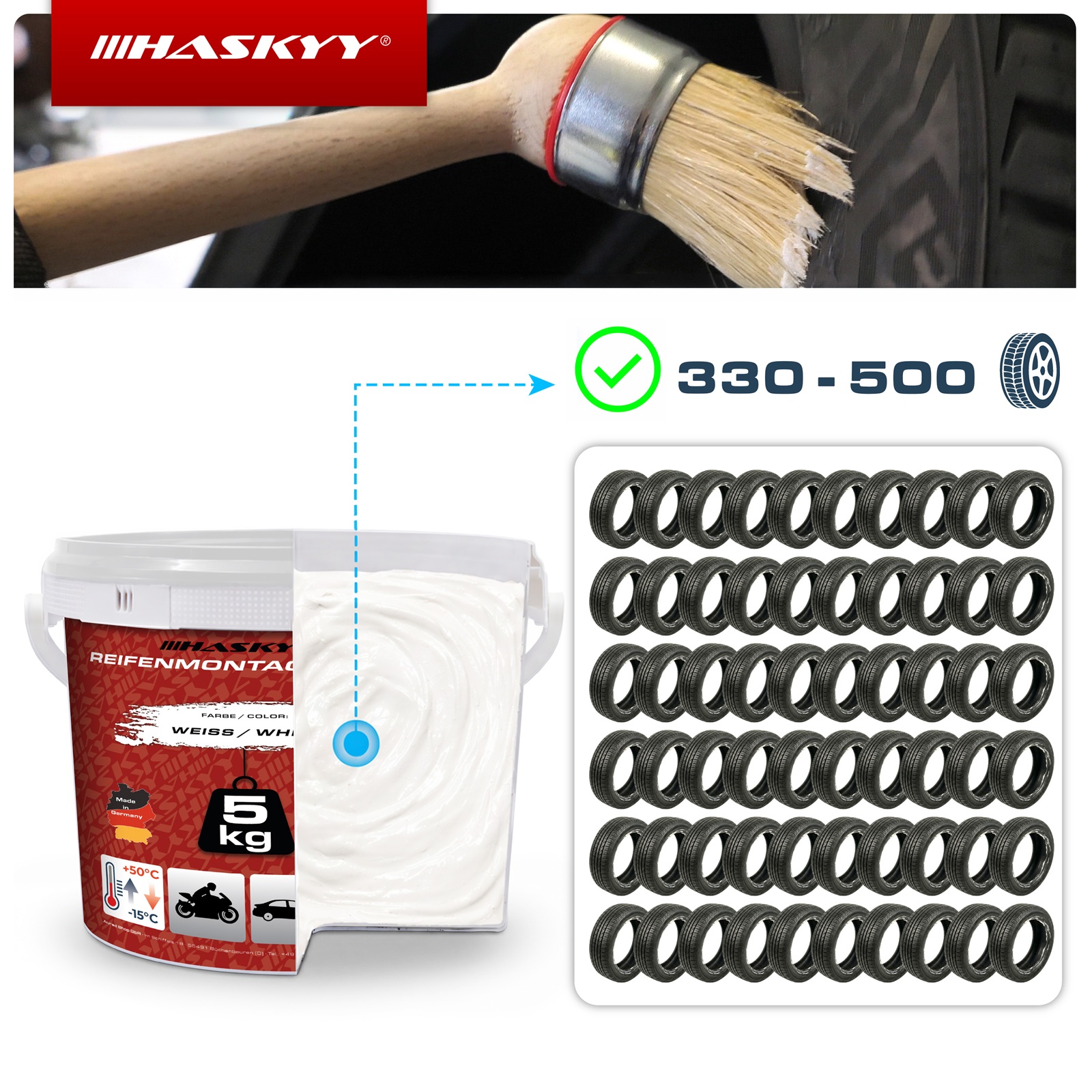 HASKYY Reifenmontagepaste 5KG WEIß Reifenmontierpaste Montagepaste Montagewax