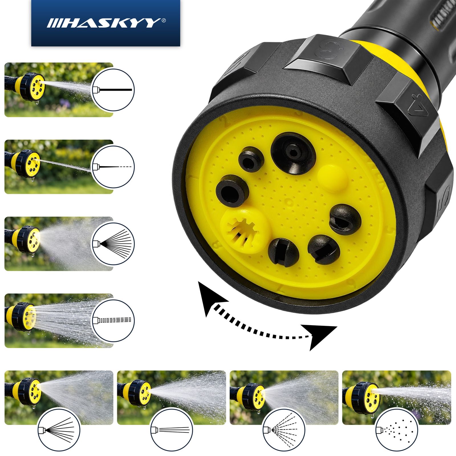 HASKYY Waschpistole 8-in-1 – Schaumkanone & 8 Sprühmodi