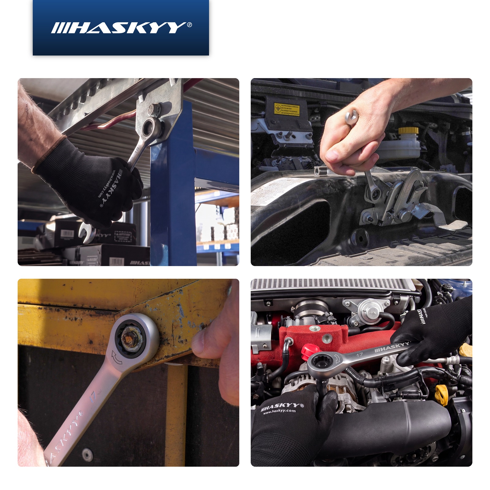 HASKYY Ratschenschlüssel Ring Maul Ratsche Schlüssel Satz 8-19 mm Werkzeug Set 12 tlg