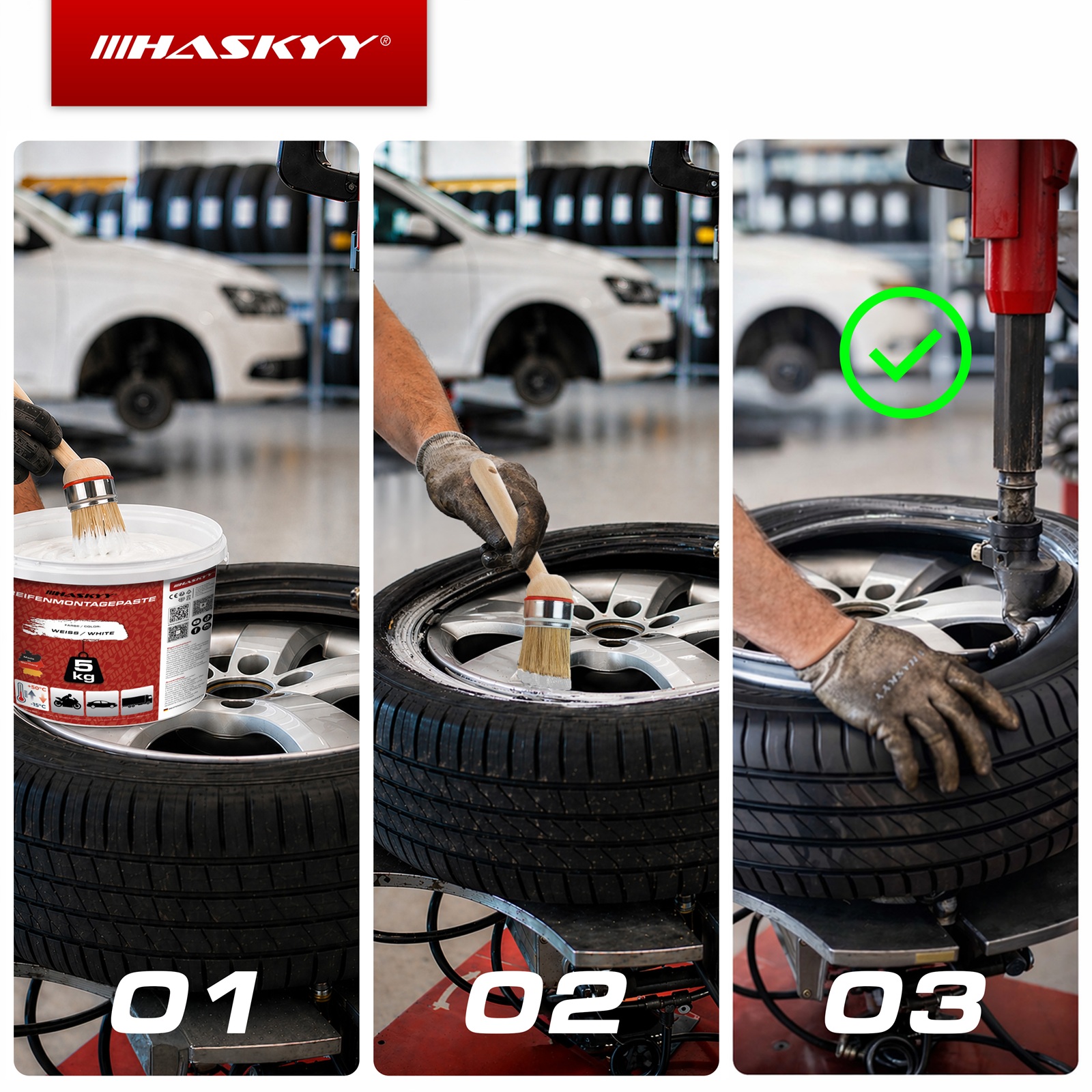 HASKYY Reifenmontagepaste 5KG WEIß Reifenmontierpaste Montagepaste Montagewax