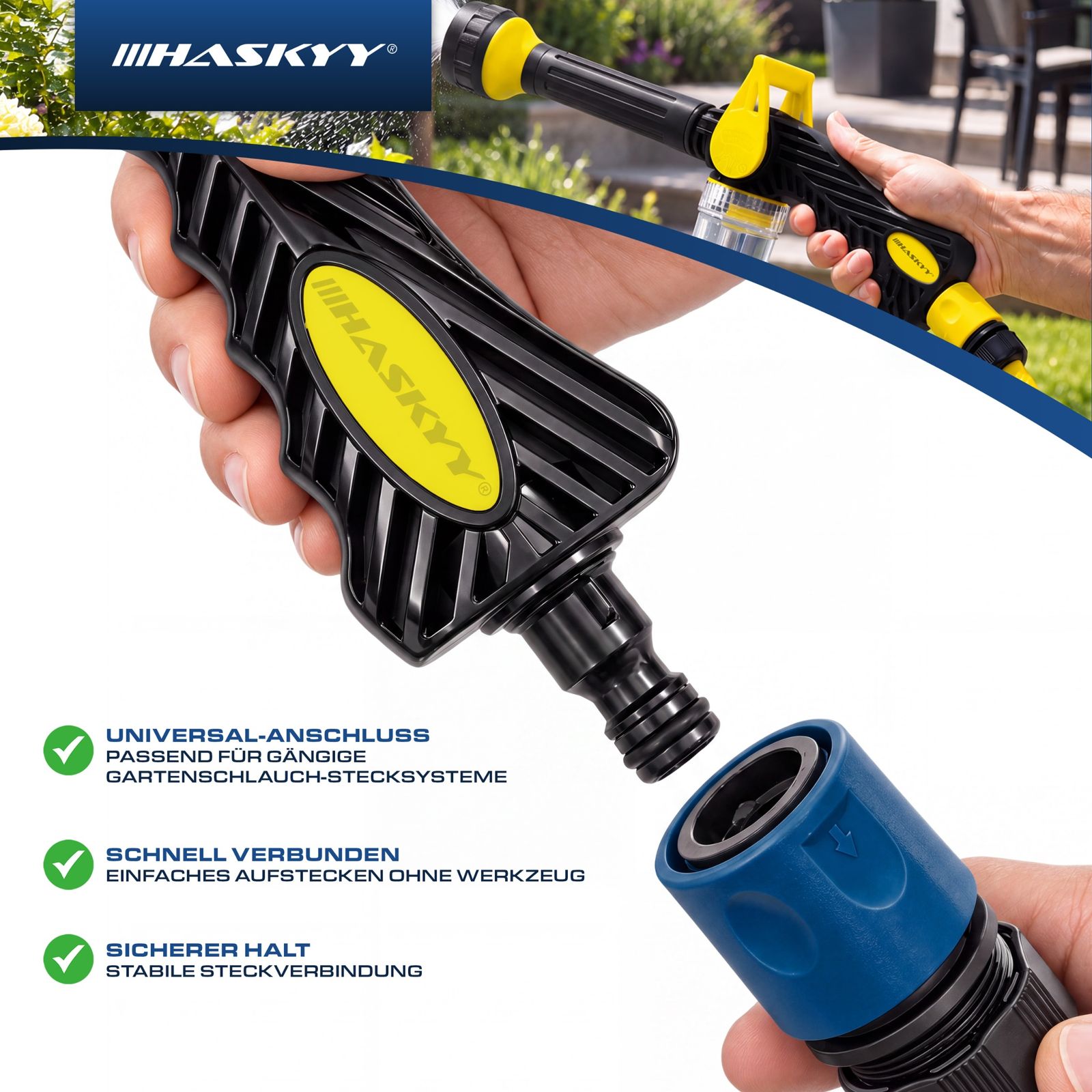 HASKYY Waschpistole 8-in-1 – Schaumkanone & 8 Sprühmodi