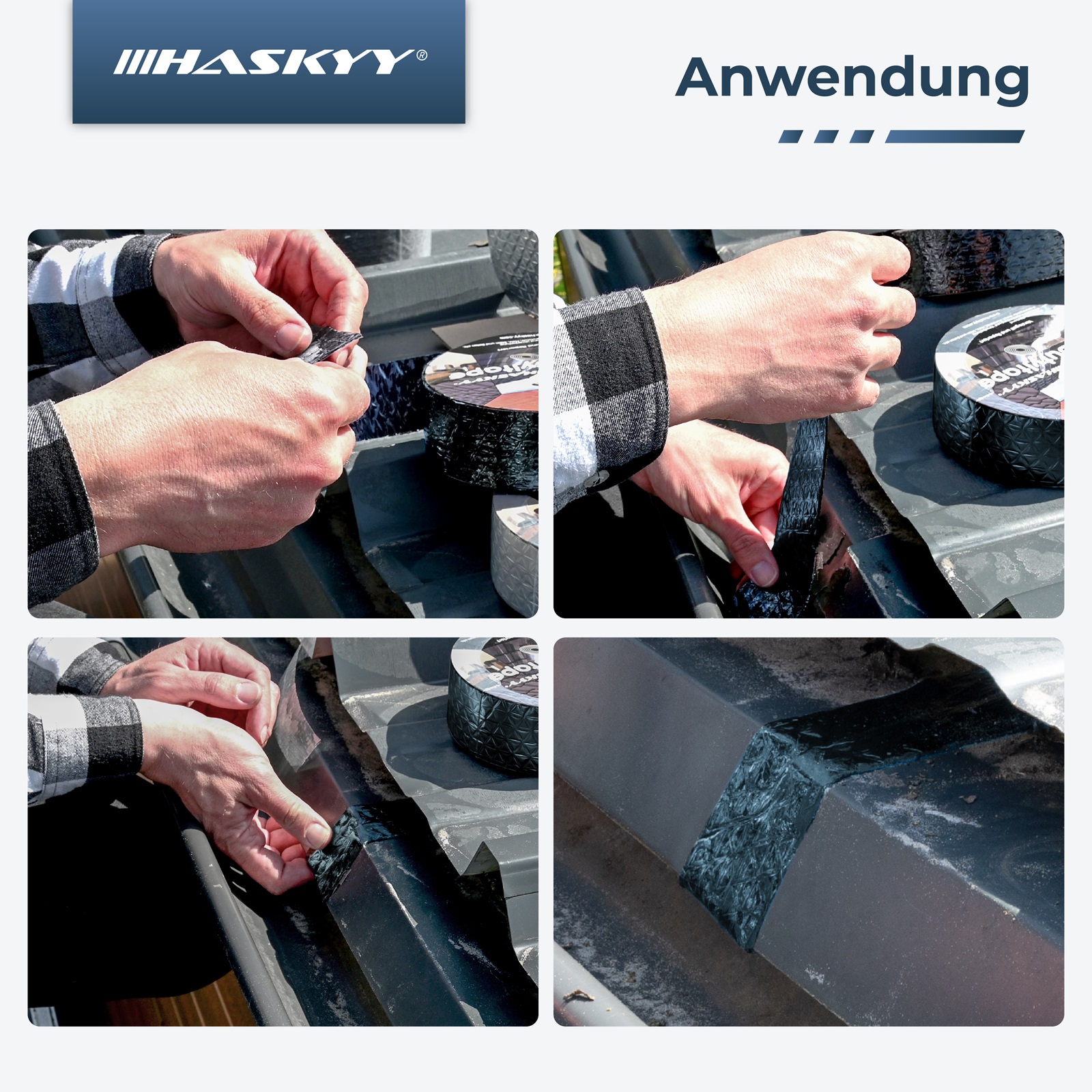Butyl-Klebeband Wasserdicht, 450mm X 5m – Selbstklebende Alu-Folie In Schwarz Für Dach & Keller
