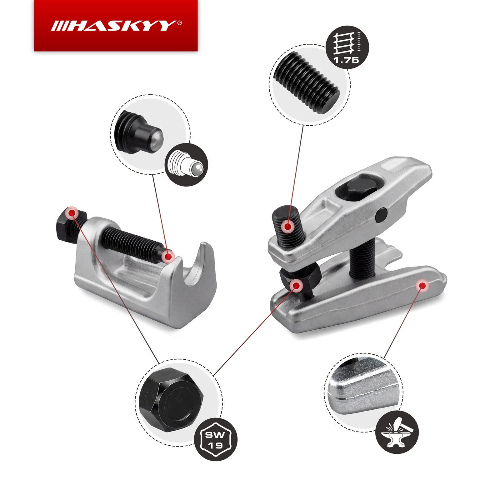 HASKYY 2-teiliger Universal Kugelgelenk-/Spurstangenkopf-Abzieher Satz