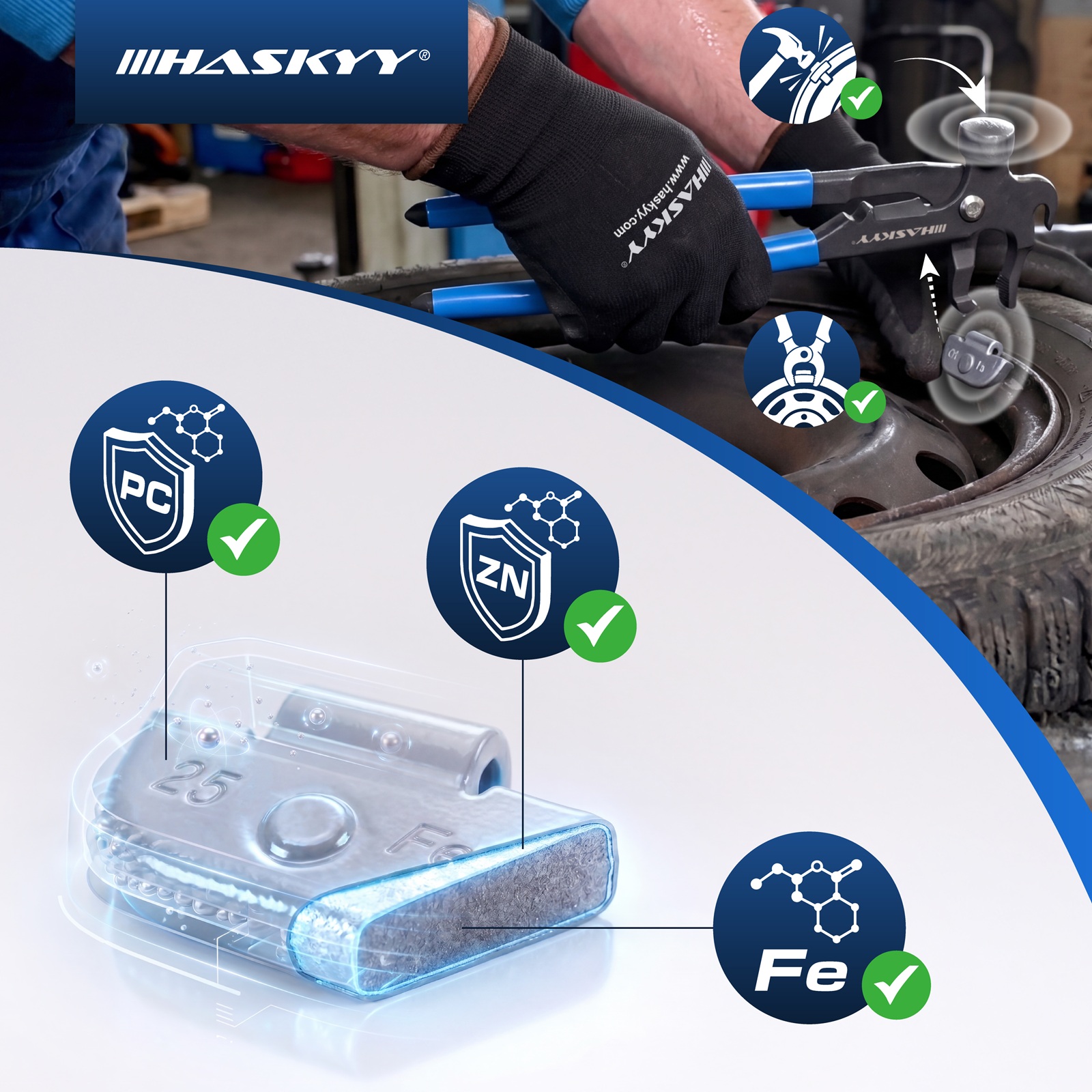 HASKYY 225 tlg. Schlaggewichte Auswuchtgewichte Stahlfelgen 5-30 g Silber