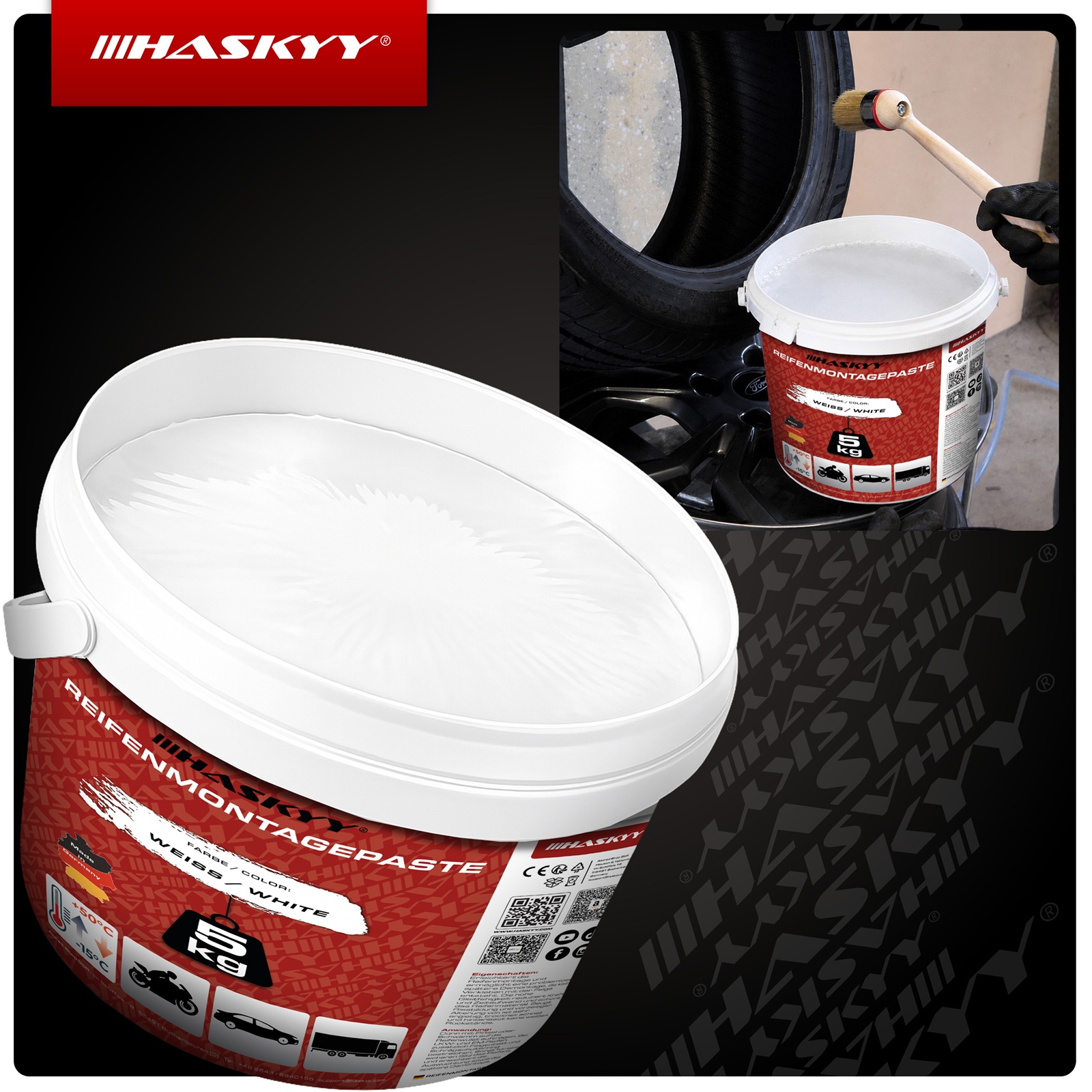 HASKYY Reifenmontagepaste 5KG WEIß Reifenmontierpaste Montagepaste Montagewax