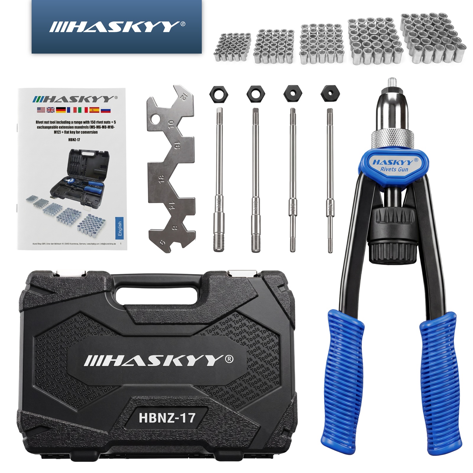 HASKYY Profi Nietmutter-Zange Set inkl. Nietmuttern
