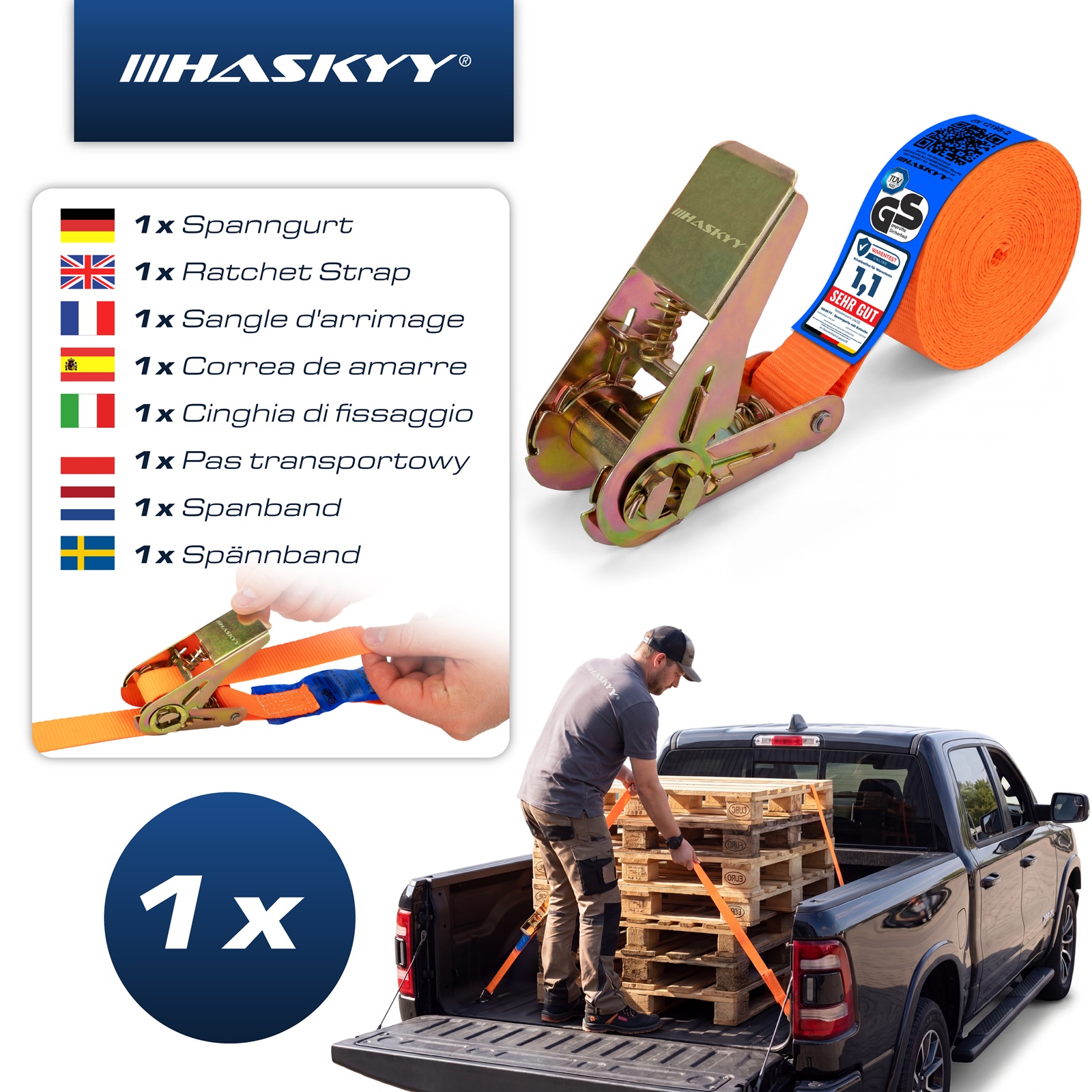 Spanngurt-Ratsche 27x5000 mm orange