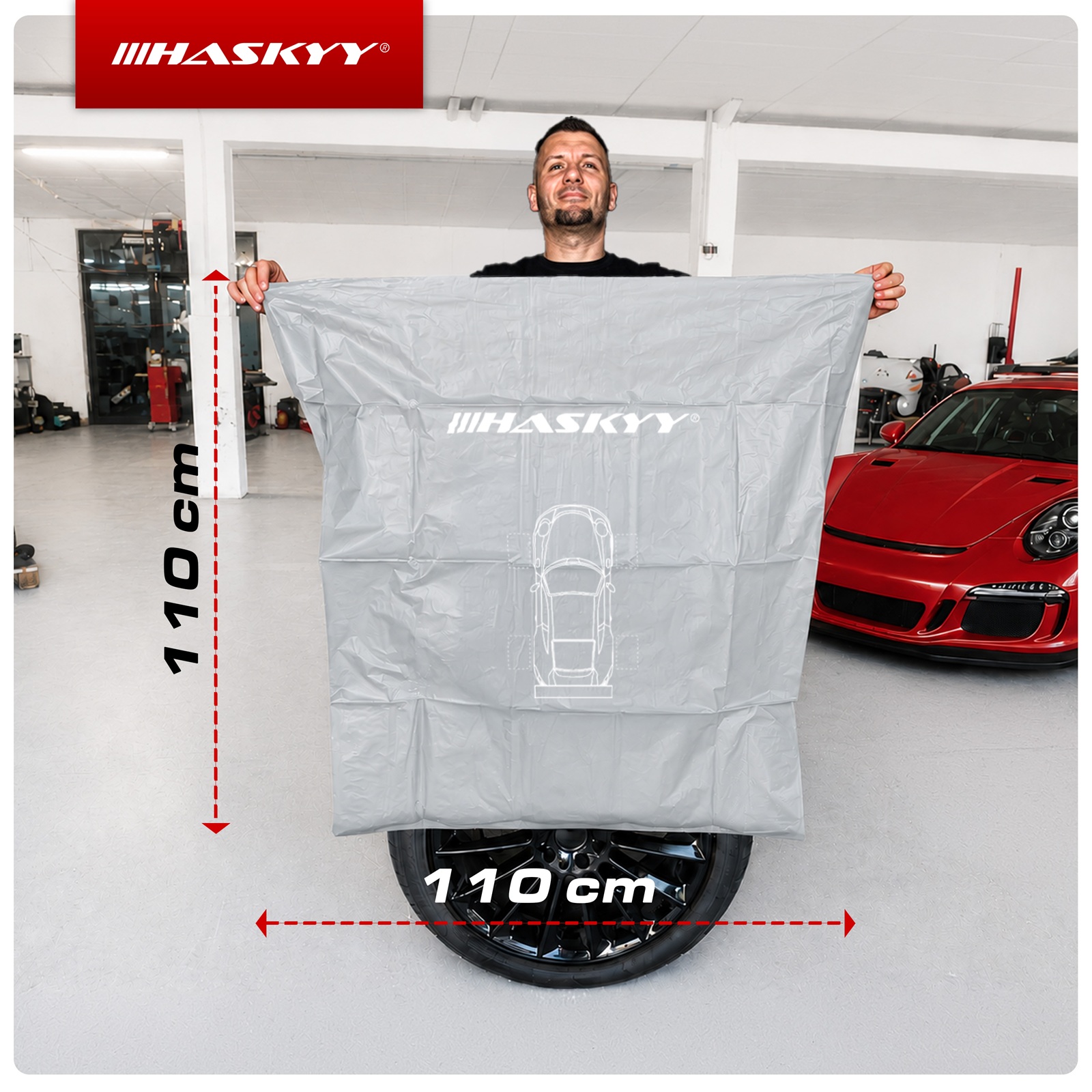HASKYY 4x Reifentasche Reifenhülle XXL Reifensack bis 22" 110x110 cm Grau