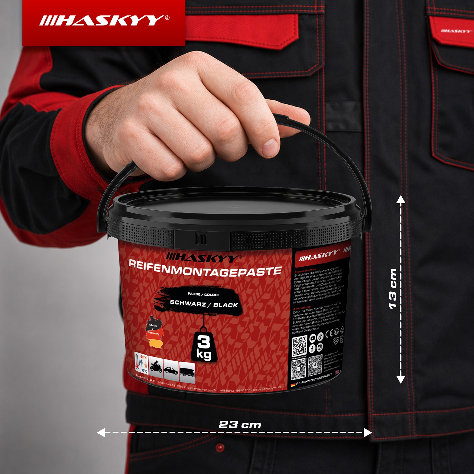 HASKYY Reifenmontagepaste 3kg Schwarz Montagepaste Reifen Montage- & Demontage Montagewax