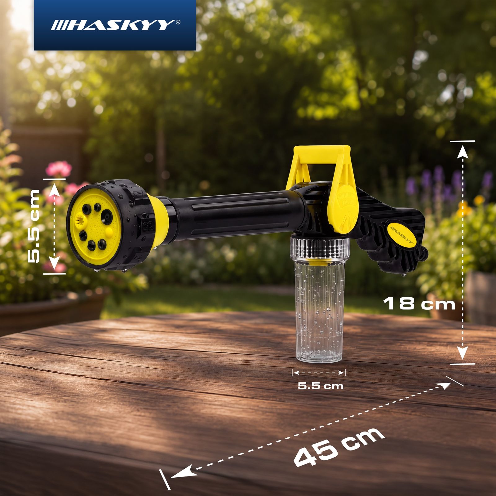 HASKYY Waschpistole 8-in-1 – Schaumkanone & 8 Sprühmodi