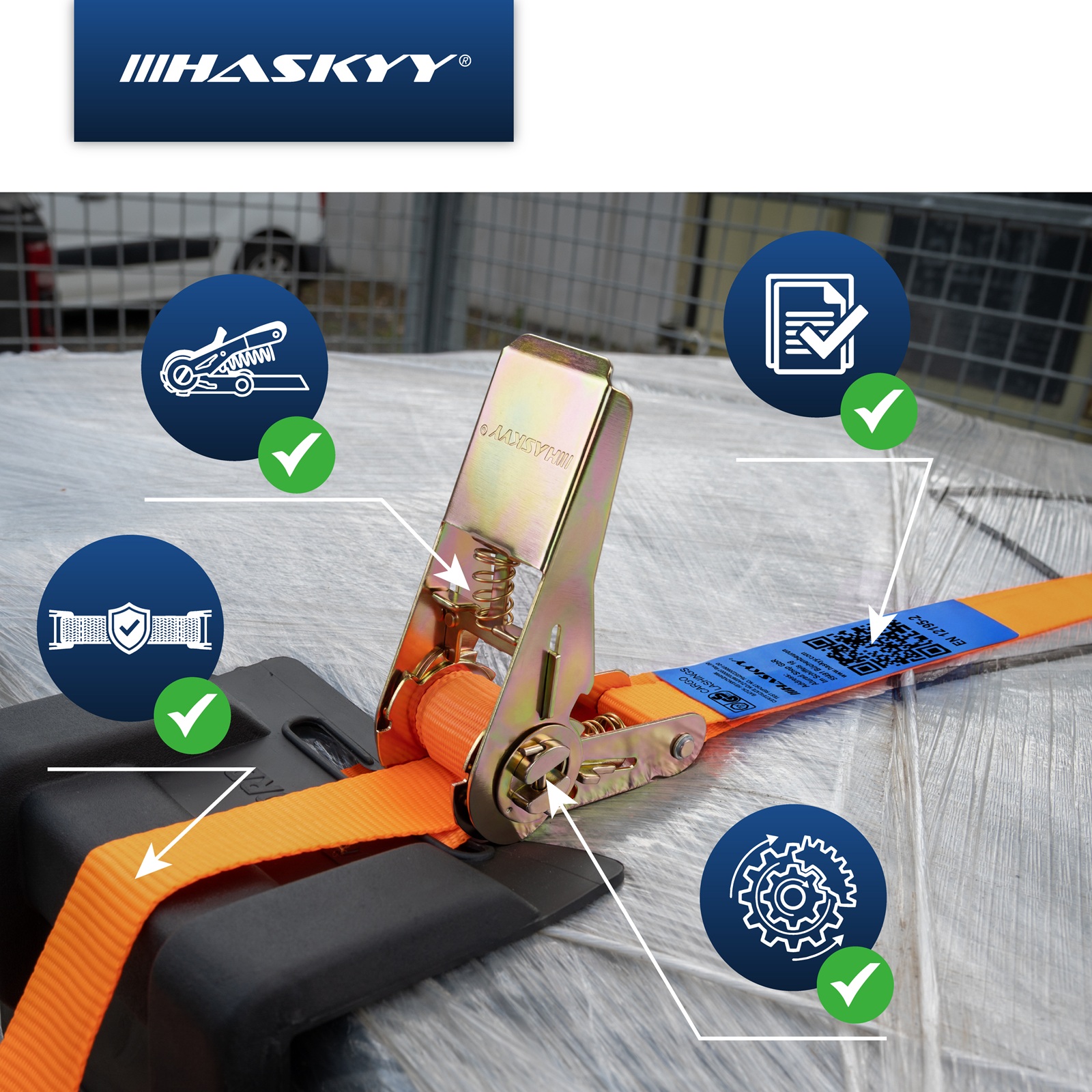 20er Set Spanngurt-Ratsche 27x5000 mm orange
