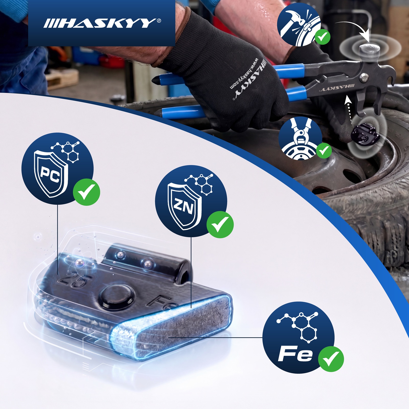 HASKYY 225 tlg. Schlaggewichte Auswuchtgewichte Stahlfelgen 5-30 g Schwarz
