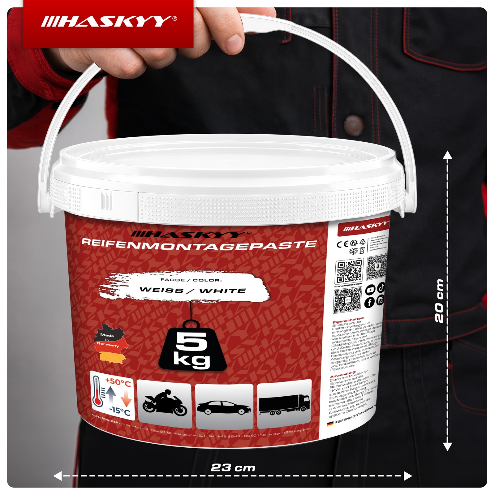 HASKYY Reifenmontagepaste 5KG WEIß Reifenmontierpaste Montagepaste Montagewax